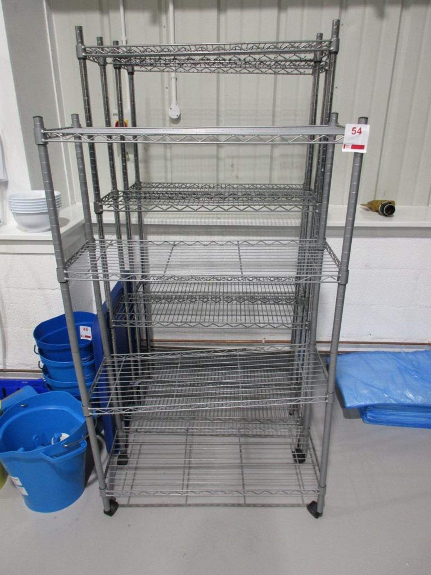 Four various chrome 4 shelf racks, 2 x 900mm x 300mm x H: 1800mm / 2 x 900mm x 300mm x H: 1500mm - Image 2 of 3