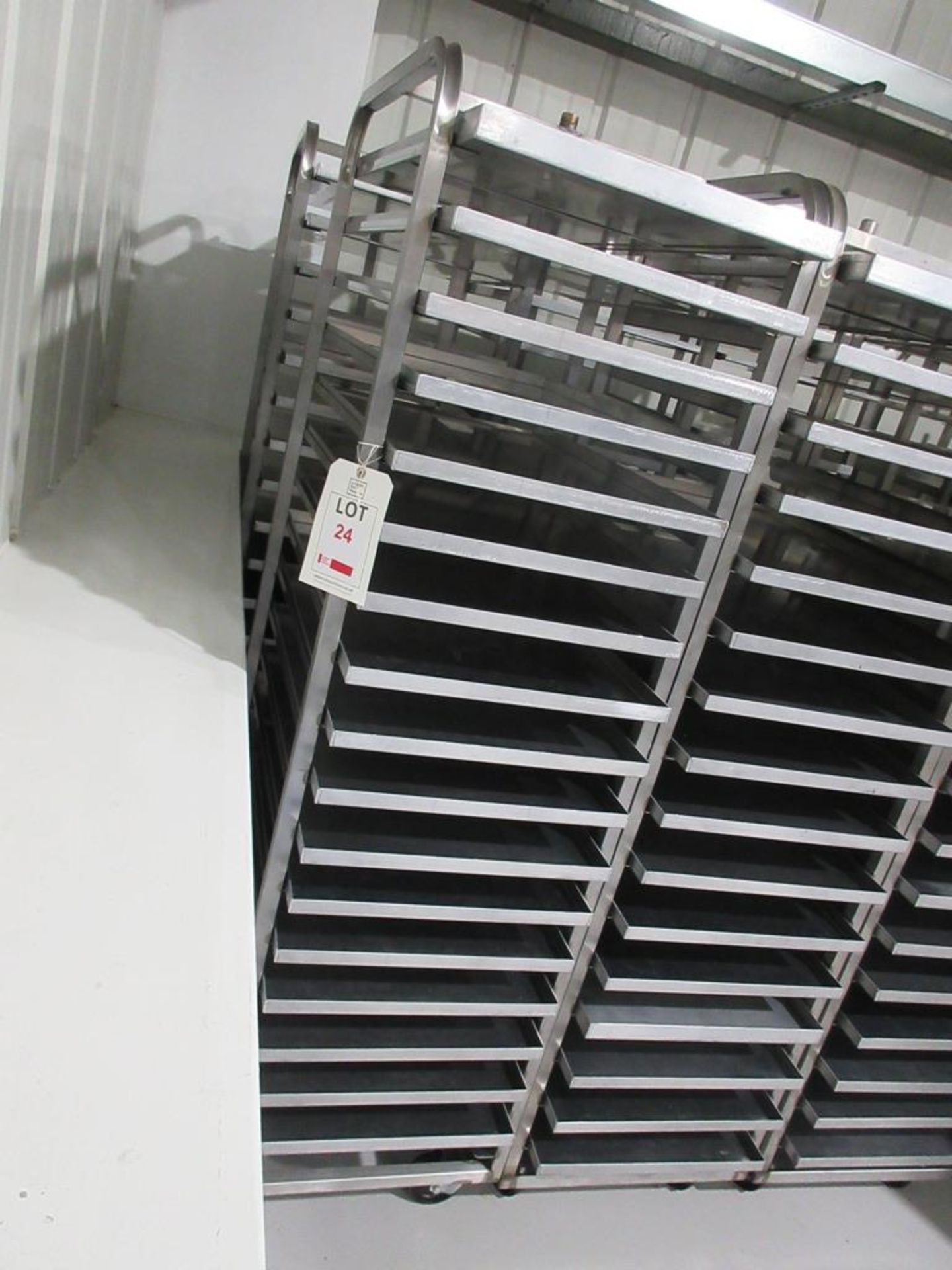 Three stainless Steel mobile 16 compartment tray racks, 530mm x 760mm x 1800mm - Image 2 of 2