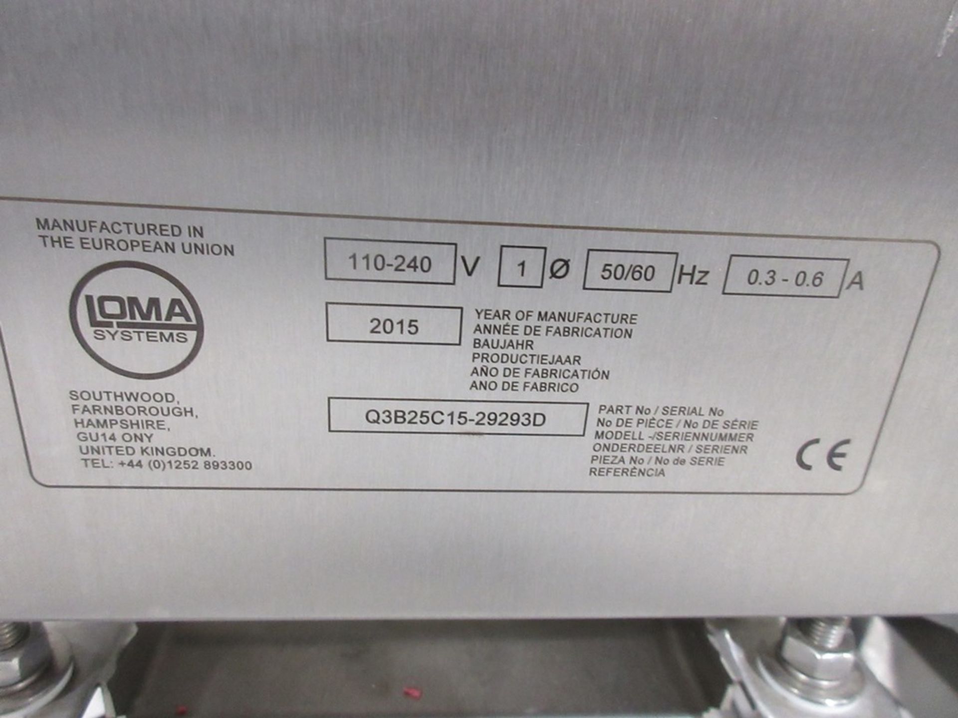 Loma stainless steel inspection system including metal detector and check weigh system, serial no. - Image 11 of 17