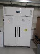 Polar upright full height double door mobile refrigerator, model CC663, no. 197574-UK, in white