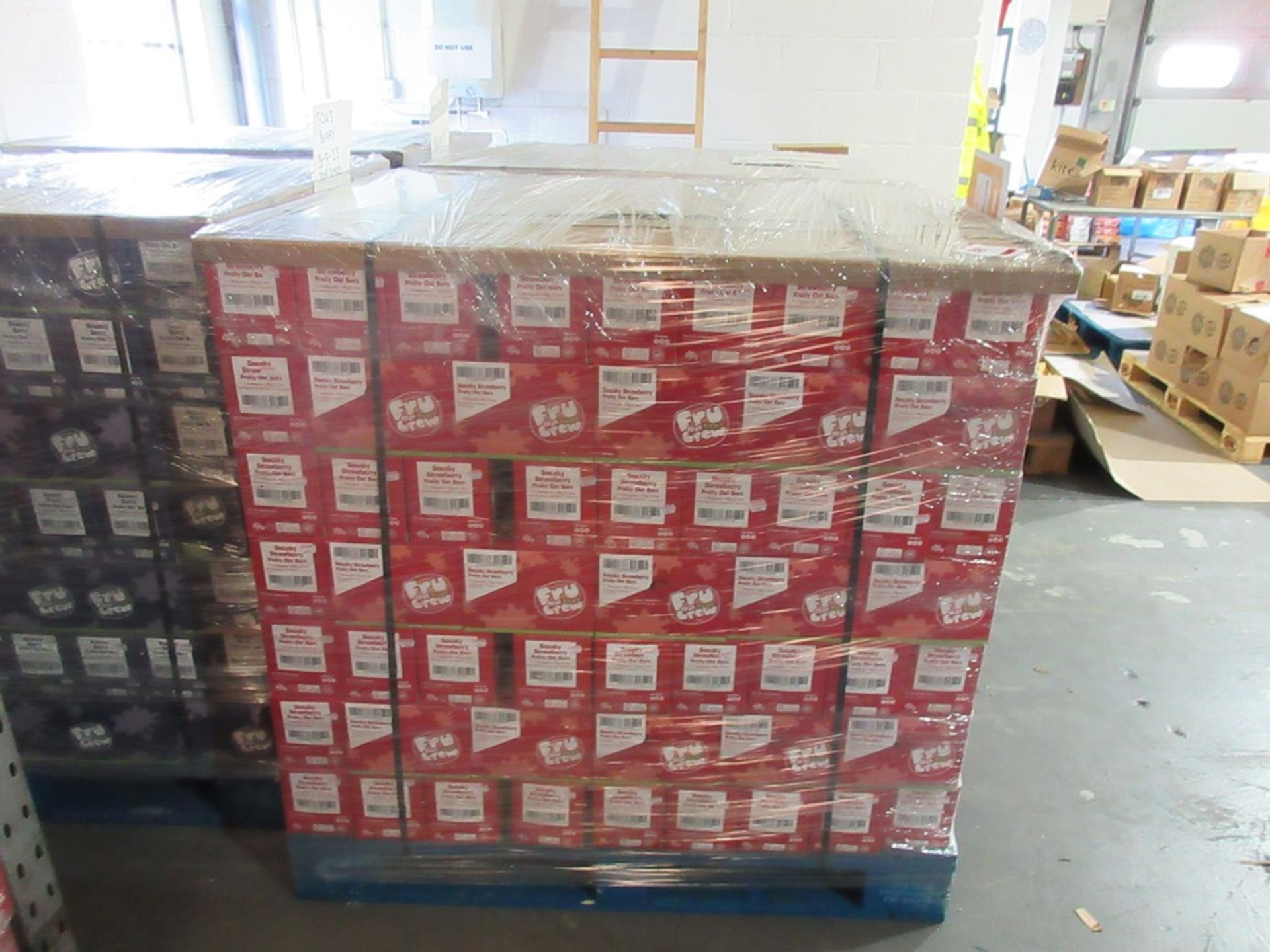 Pallet of 301 boxes x 35 x 20g Fru Crew Sneaky Strawberry fruit oat bars - expiry August 2023