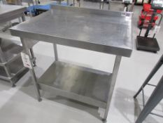 Stainless Steel preparation table with undershelf and splash back, size: 900mm x 650mm x 900mm