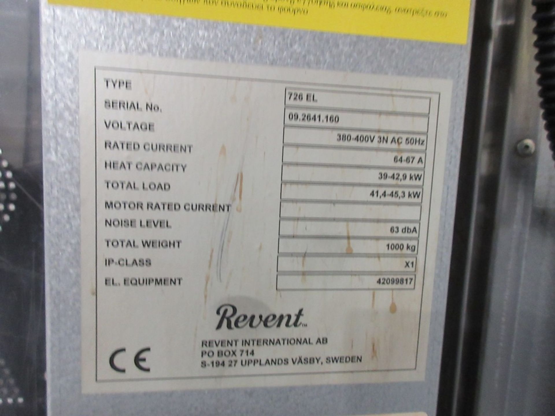 Revent stainless steel electric single rack rotary oven, type 726 EL, serial no. 09.2641.160, - Image 4 of 10