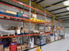 Five bays of adjustable boltless pallet racking, approx. size: 2.2m x 1.1m x 4.5m - excluding