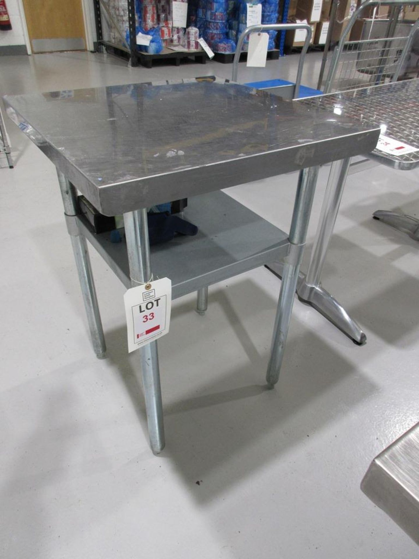 Stainless Steel top preparation table with undershelf, size: 600mm x 600mm x 850mm