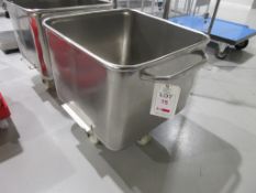 Stainless steel mobile euro bin, approx. size: 690mm x 690mm x 700mm