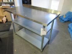 Stainless Steel preparation table with 2 x undershelf and splash back, size: 1200mm x 600mm x 840mm