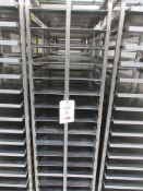 Three stainless Steel mobile 16 compartment tray racks, 530mm x 760mm x 1800mm