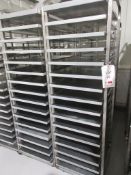 Three stainless Steel mobile 16 compartment tray racks, 530mm x 760mm x 1800mm