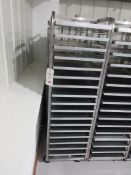 Three stainless Steel mobile 16 compartment tray racks, 530mm x 760mm x 1800mm