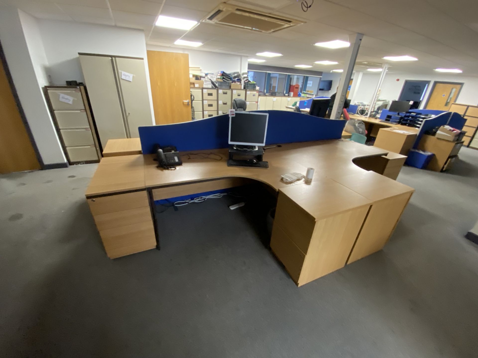 Four wood effect corner desks, six pedestal units, two dividers - Image 5 of 8