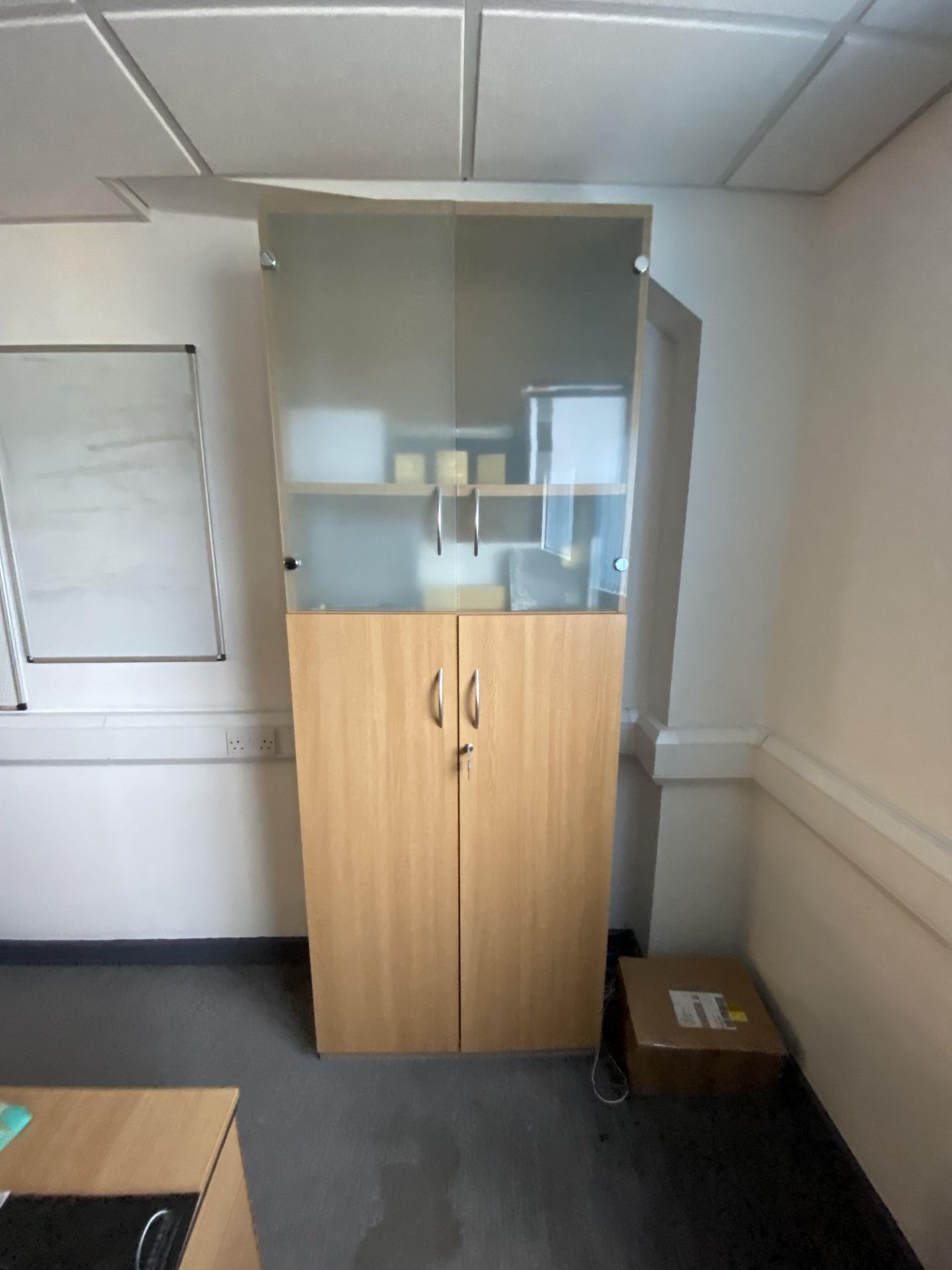 Two wood effect storage cupboards - Image 2 of 3