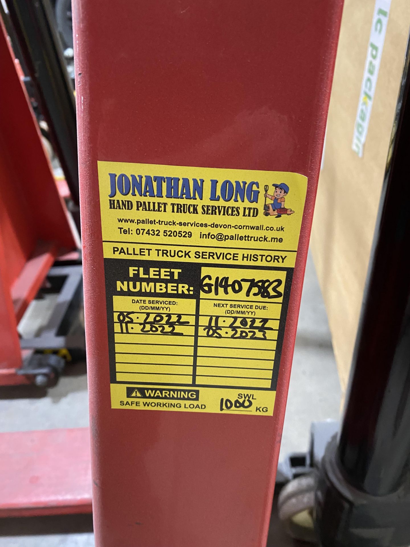 Hydraulic high lift pallet truck (Please note: This lot has no record of Thorough Examination ( - Image 2 of 4