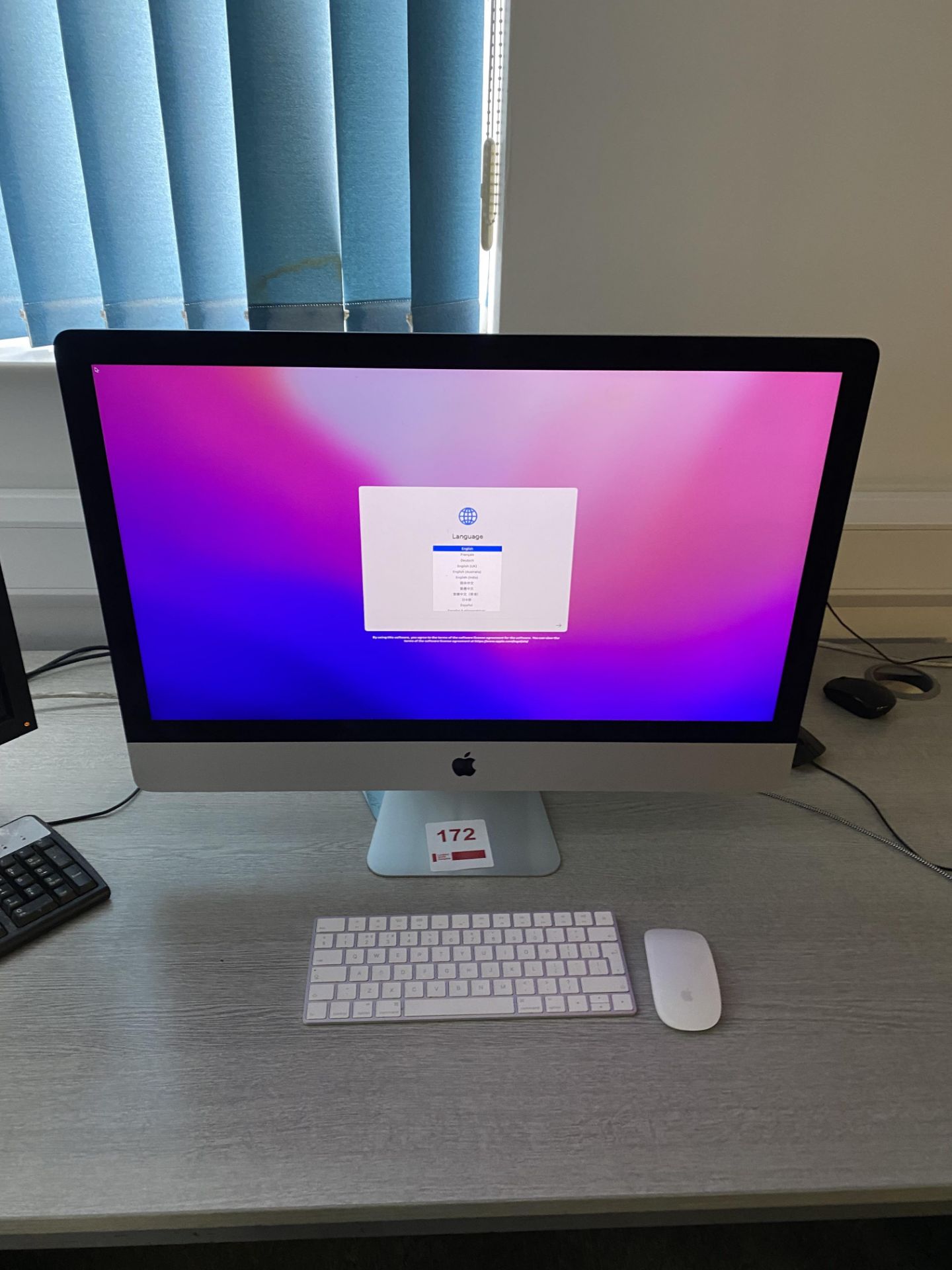 Apple desktop computer/monitor, with keyboard & mouse