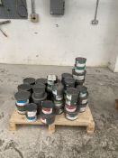 Pallet of assorted ink in various colours