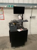 Computer control cabinet with PC, flat screen monitor and connectors