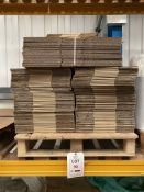 Pallet of various sized flat pack cardboard, 3 x 57.5cm x 50cm and 12 x 46cm x 37cm