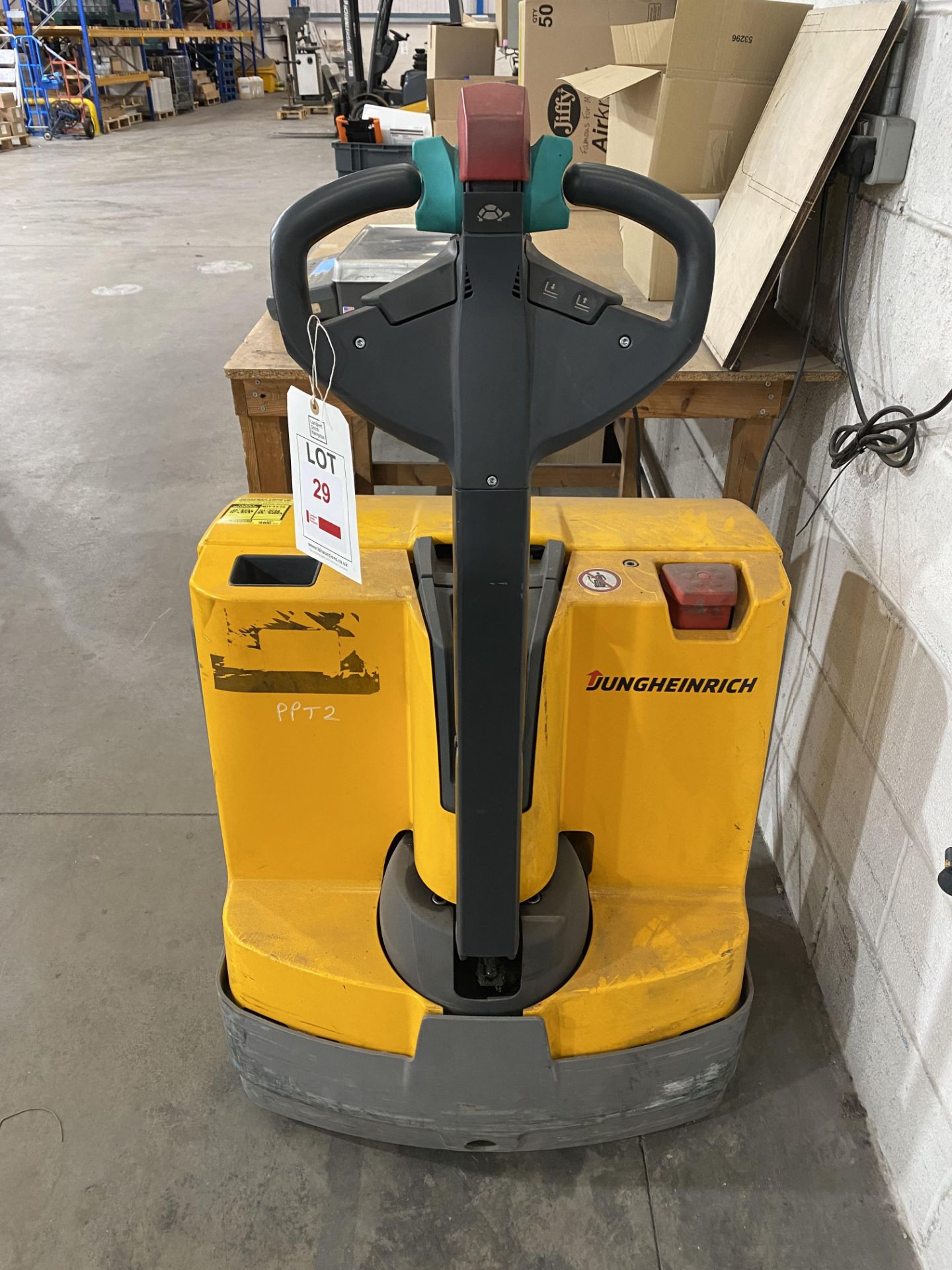 Jungheinrich EJE120 battery operated pedestrian pallet truck, with charger