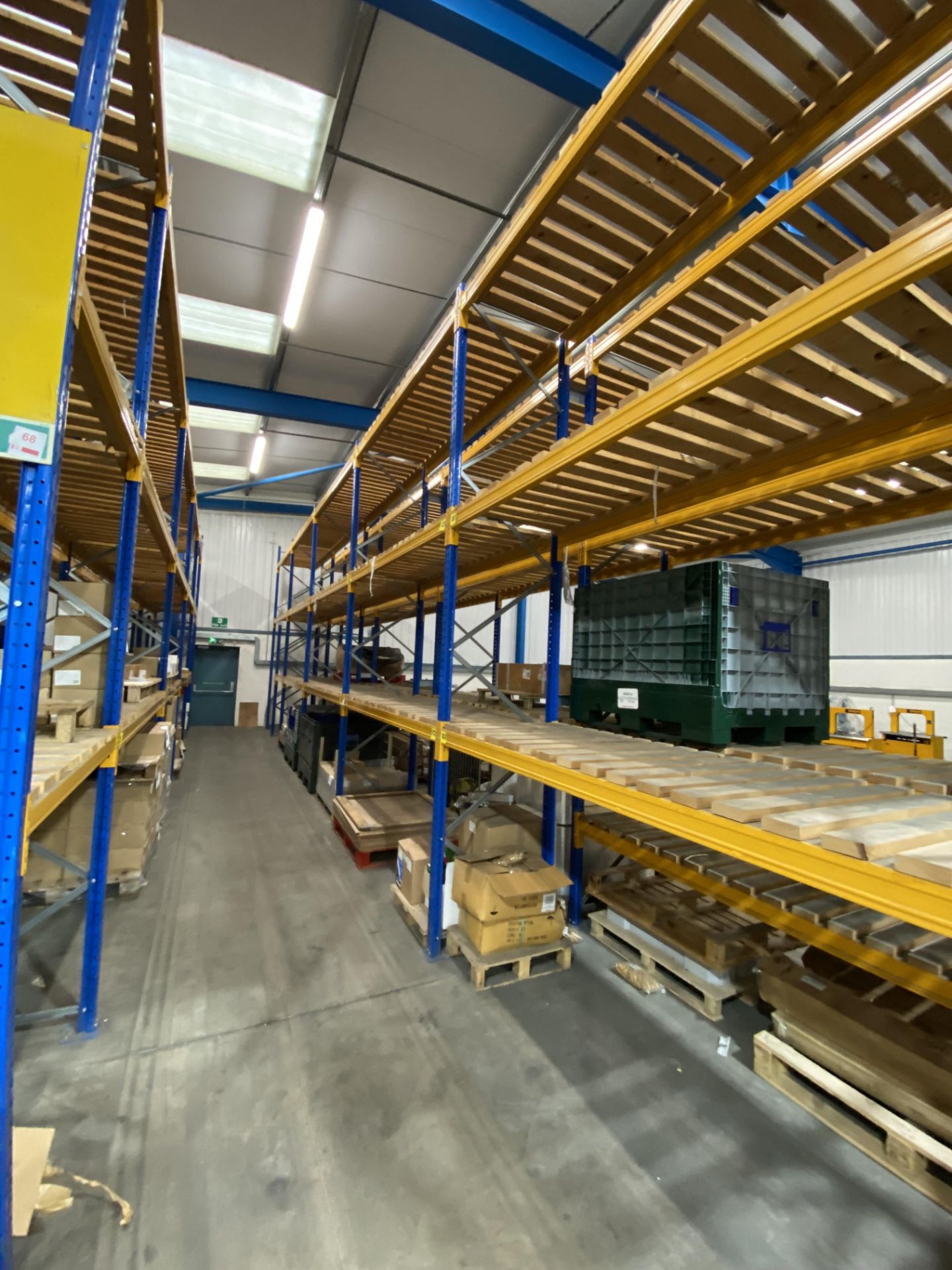 Five bays of adjustable boltless pallet racking, blue/orange - Image 2 of 3