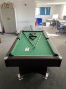 Pool table with two cue's, triangle & balls