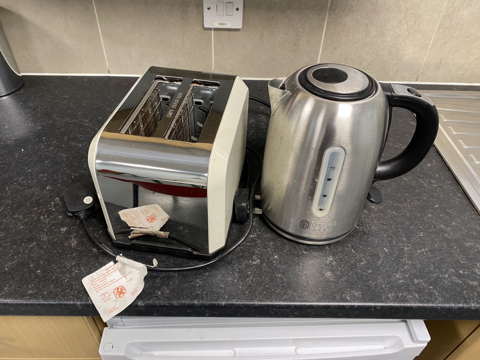 Undercounter Electra fridge, Russell Hobbs kettle, Next 2-slice toaster - Image 2 of 3