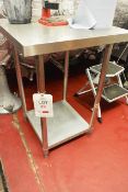 Stainless steel square table This Lot is Located: Hunters Brewery, Bulleigh Barton Farm, Ipplepen
