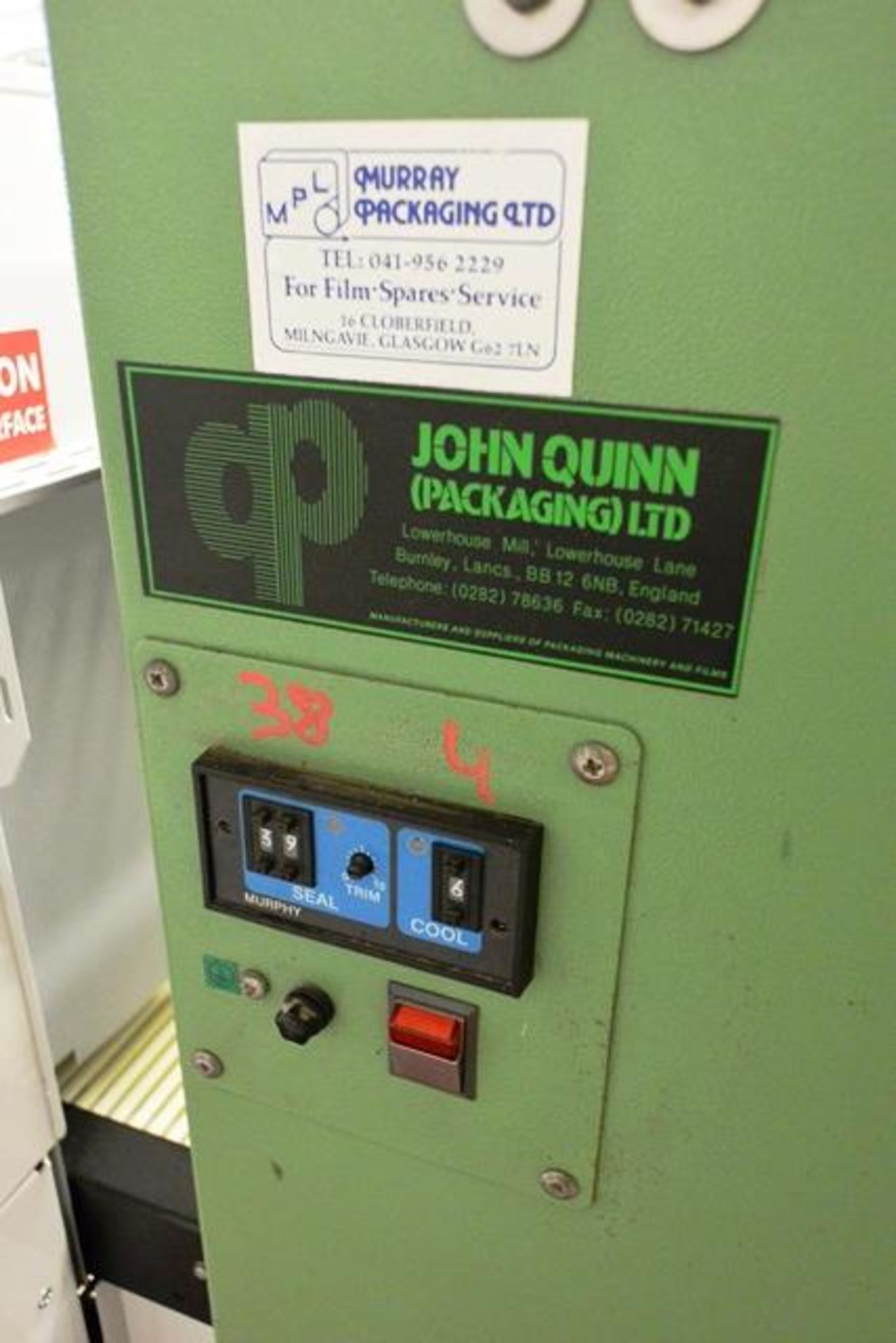 John Quinn Packaging unit shrink wrap, feed, seal & cutting, max reel width 550mm This Lot is - Image 2 of 4