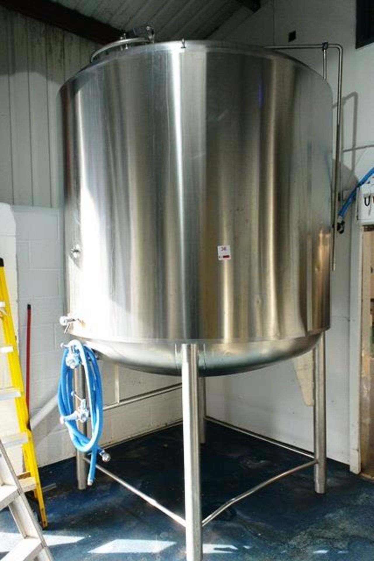 Fabdec stainless steel jacketed vertical cylindrical tank, model BFV-20-1206, serial no. 51-11-