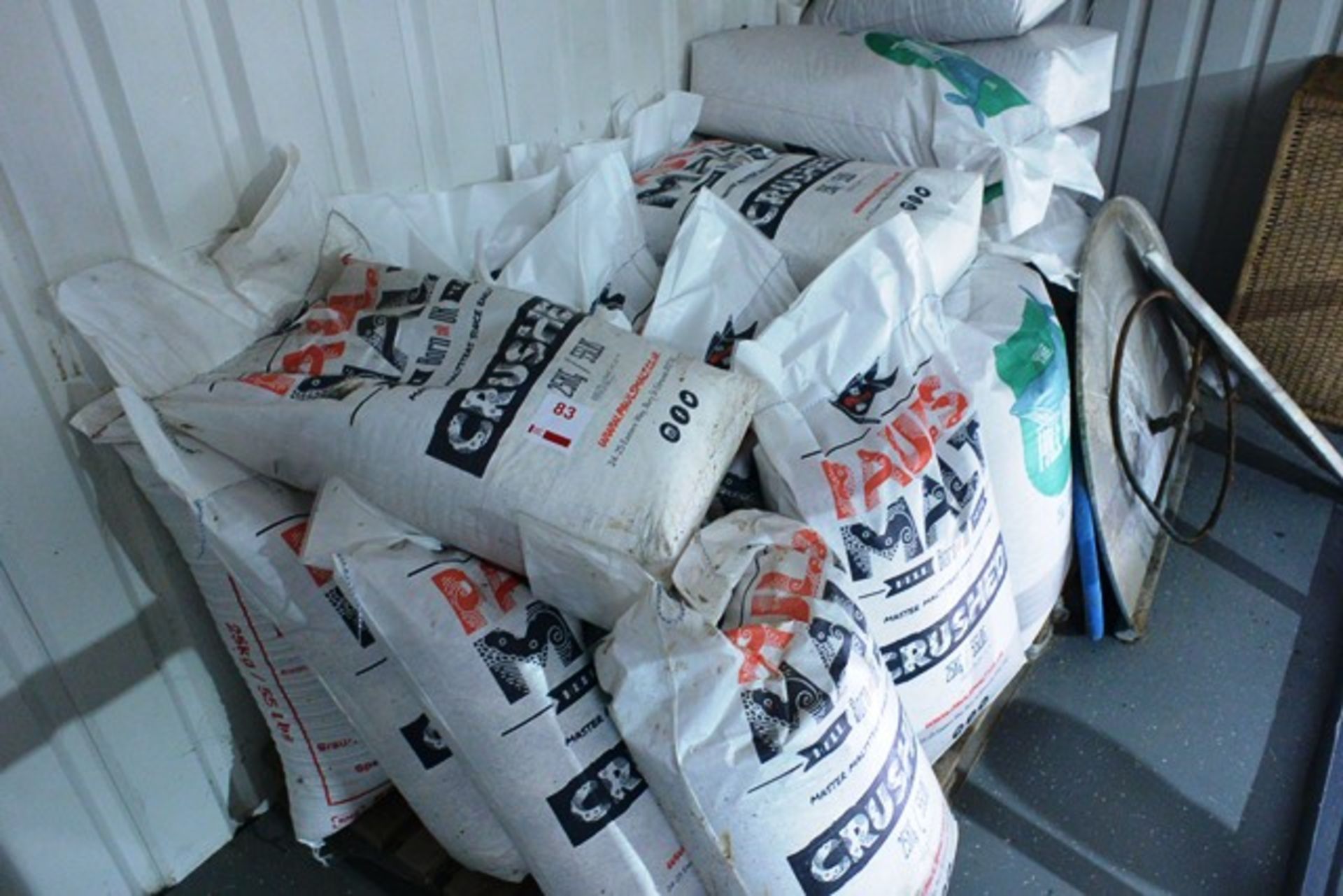 Twenty four (approx) x 25kg sacks of various malt. This Lot is Located: Black Tor Brewery, Units 5 &