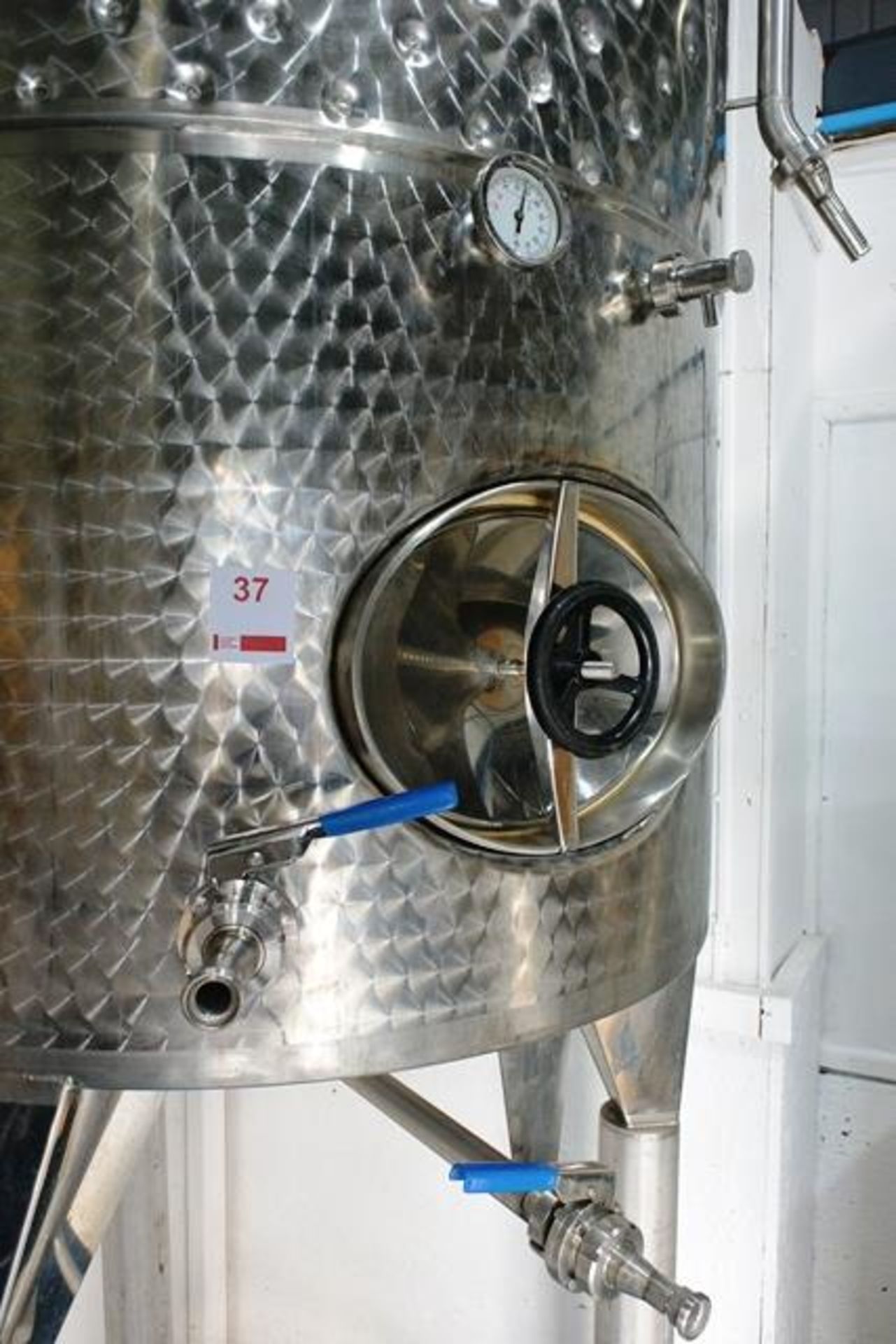 L-Inox stainless steel vertical cylindrical fermenting tank, part jacketed, side inspection lid, - Image 2 of 5