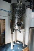 L-Inox stainless steel vertical cylindrical fermenting tank, part jacketed, side inspection lid,