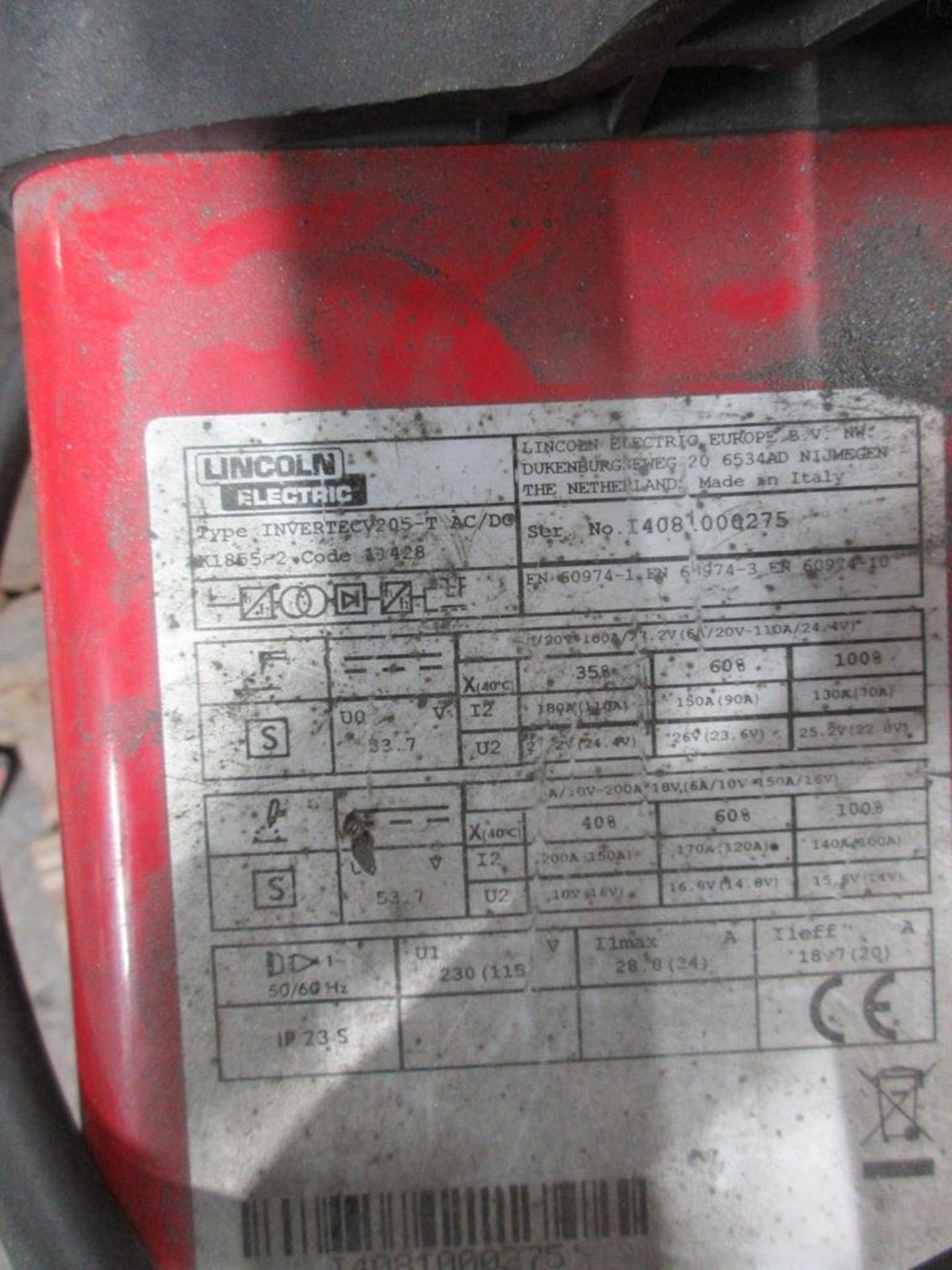 Lincoln Electric Invertec V205-T AC/DC tig welder, serial no. I408000275 - Image 3 of 5