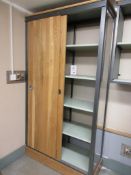 Bespoke metal frame wood effect sliding door storage cupboard, 1250mm x 520mm x H 2320mm