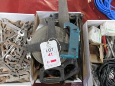 Eleven tote boxes with assorted hand tools, including spanners, files, wire brushes, hacksaws,