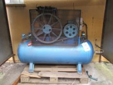 Clarkes reciprocating air compressor set, mounted on horizontal air receiver