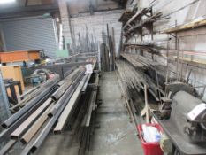 Large quantity of steel stock including box section, flat, bar, tube, offcuts, to include double