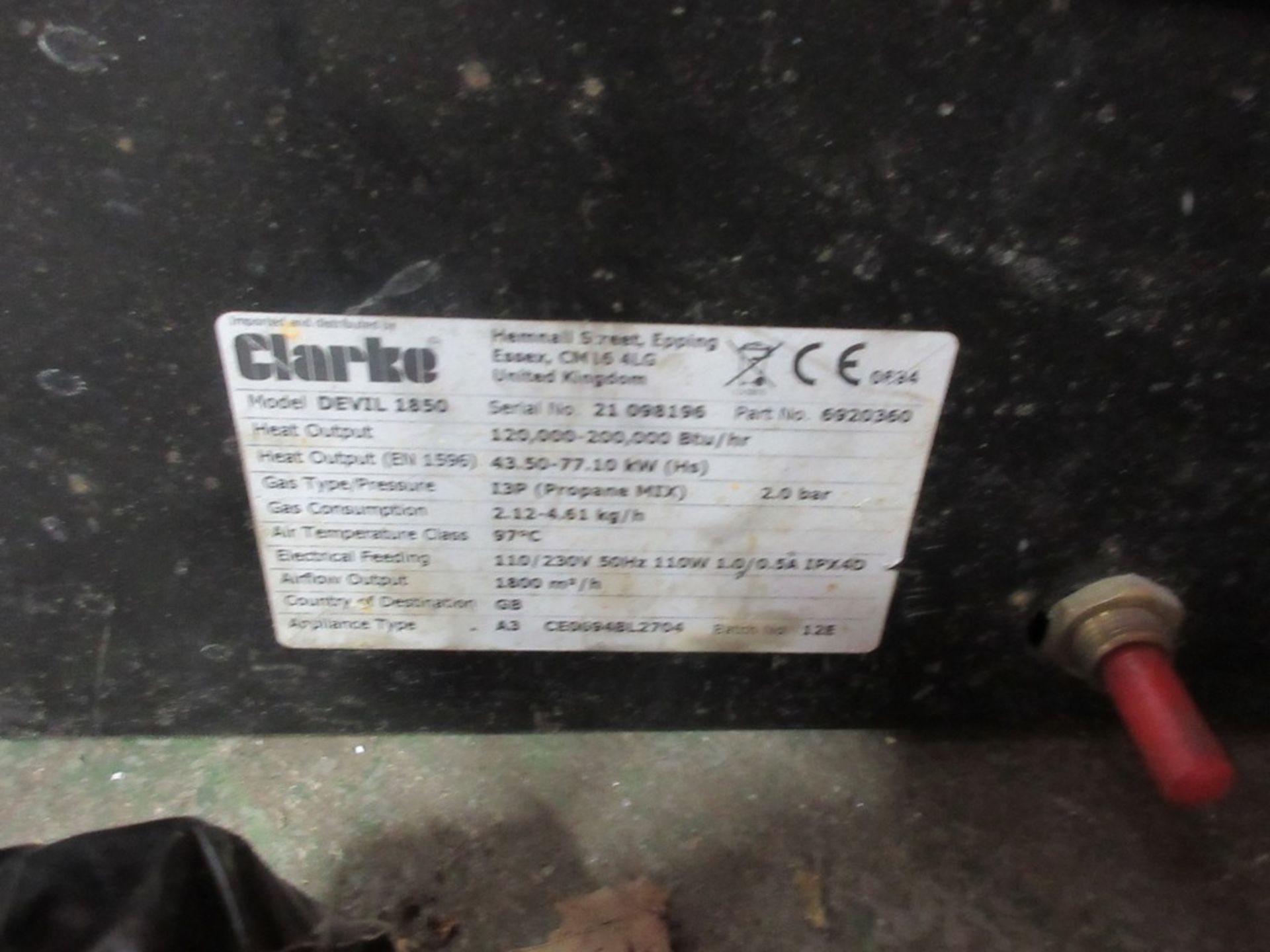 Clarke Devil 1850 space heater, 240v - Image 2 of 3