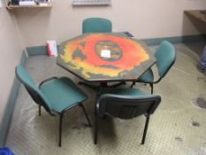 Timber painted top table with four upholstered meeting chairs