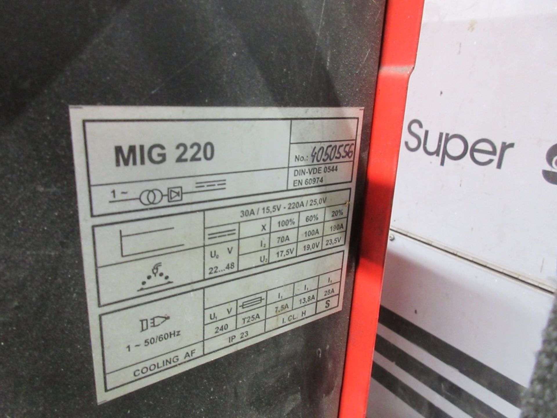 SWP Mig 220 Proline mig welder, serial no. 4050556 - Image 4 of 5