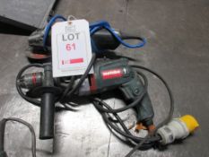 Metabo SBE705 drill, 110v, Metabo 115mm angle grinder, 110v