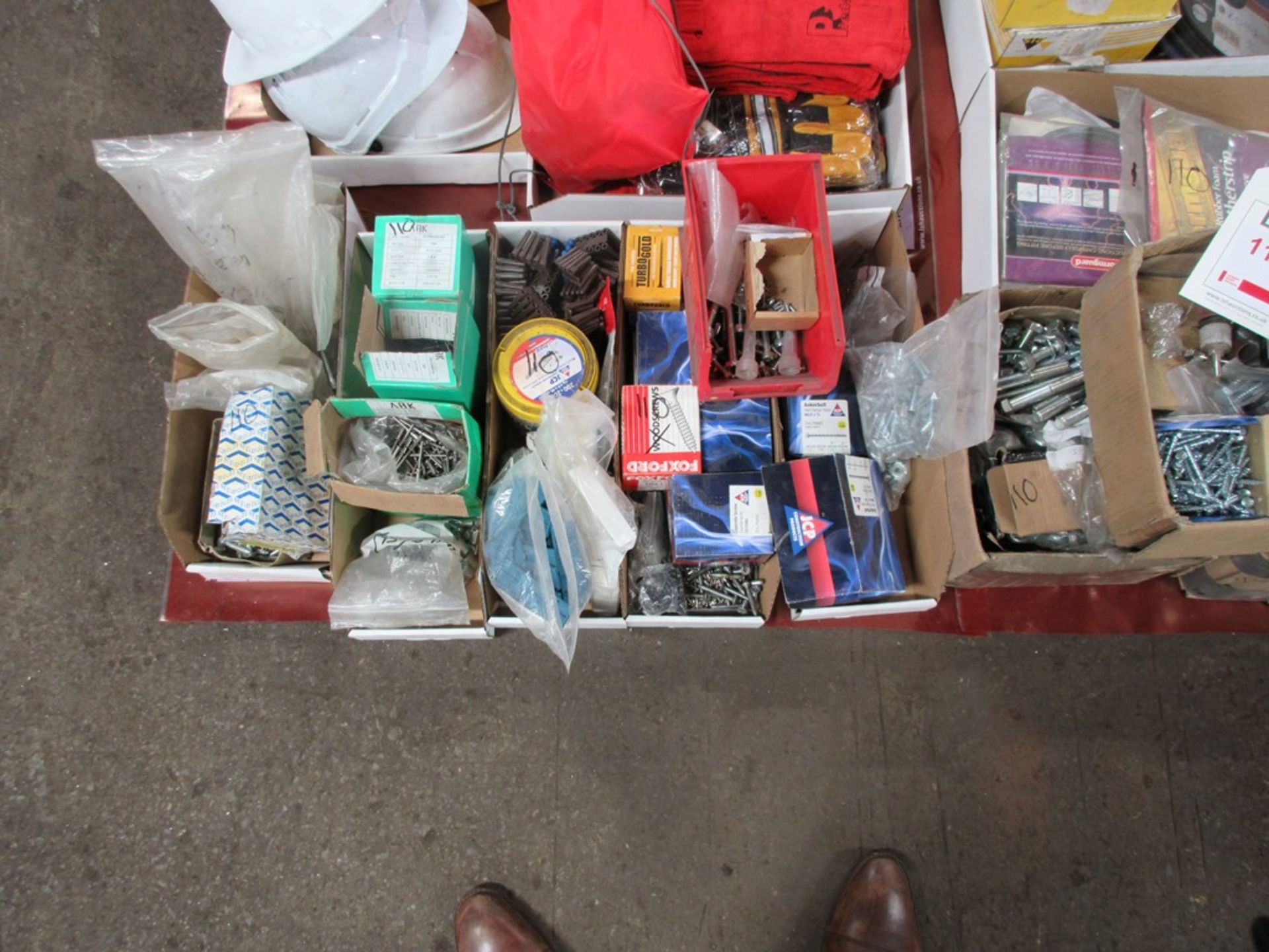 Quantity of assorted consumable stock including belts, washers, nuts, nails, rawl plugs, rivets, - Image 2 of 4