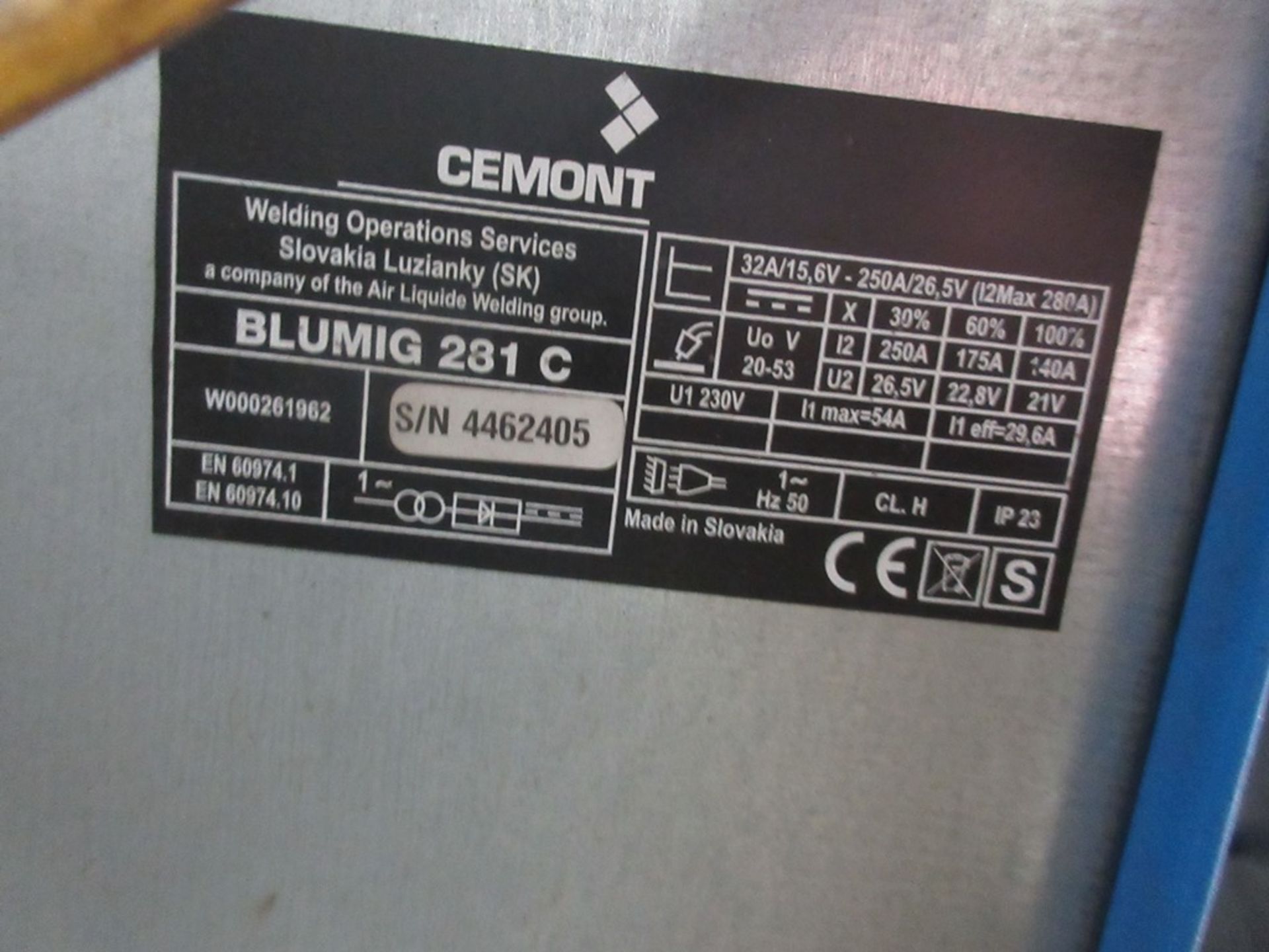 Cemont Blumig 281 mig welder, serial no. 4462405 - Image 4 of 6