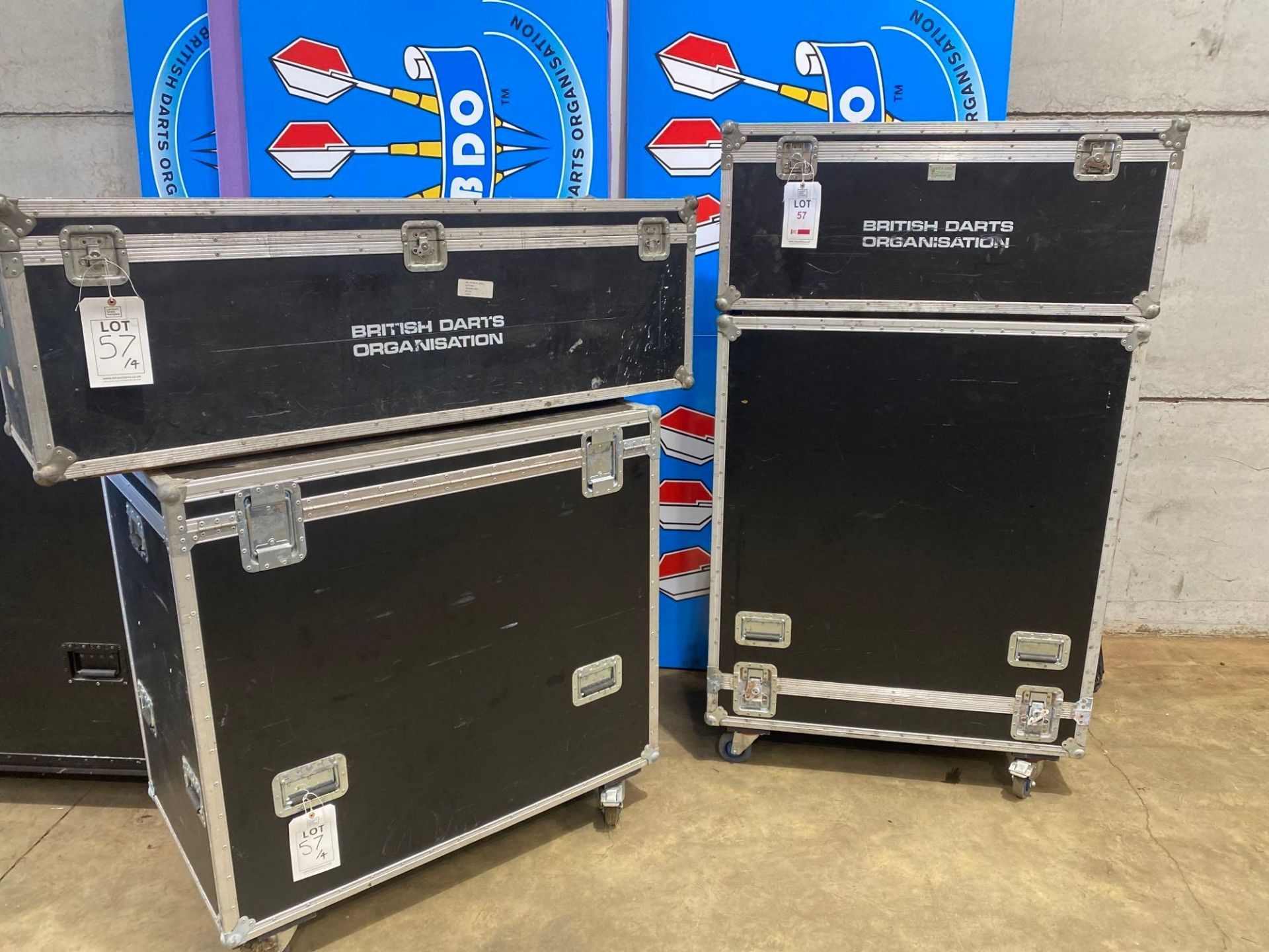 Four various events flight cases (Two mobile and two carry) (Located Milton Keynes)