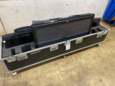 Mobile flight case comprising three flatscreen monitors (LG, sharp and Samsung) (Located Milton