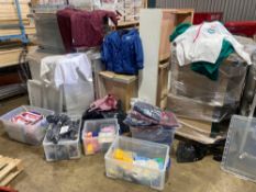 Pallet comprising large quantity of various BDO clothing to include coats, hoodies, T-shirts, dart