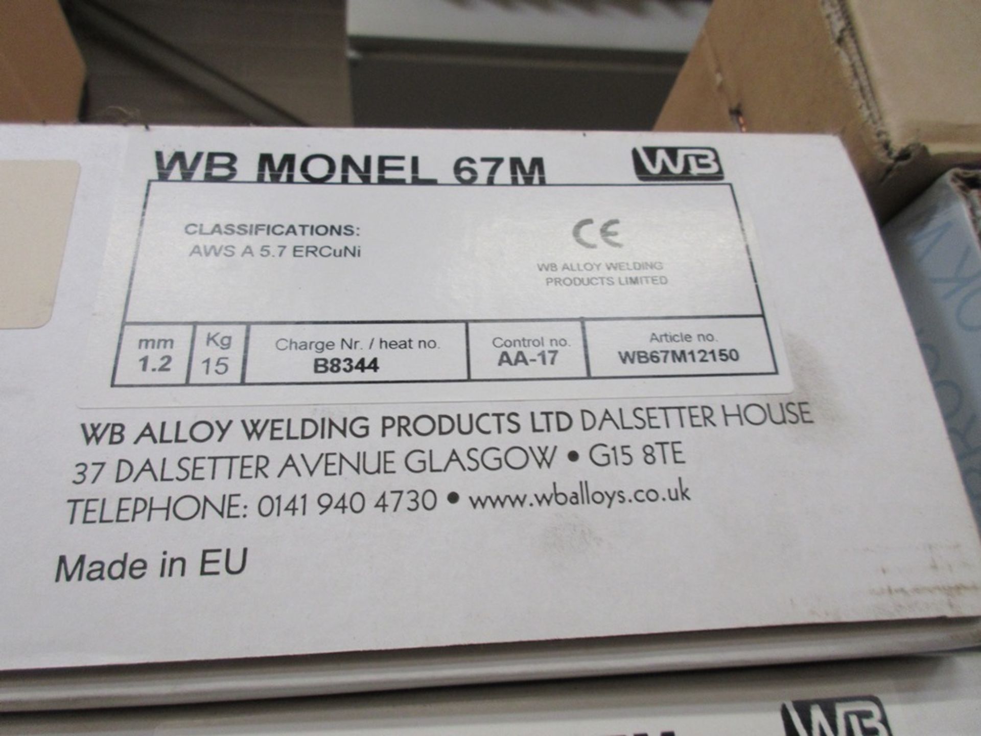 Two reels of WB Monel 67M welding wire, product ERCUMI/1.2 - Image 2 of 3