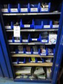 Cupboard and contents including assorted cutting discs, flapwheels, wire brushes, abrasive hand