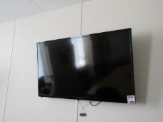 Hitachi wall mounted 50" flat screen TV with remote