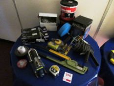 Miscellaneous lot including door closers, taps, inspection lamp, hand wipes, crimper etc