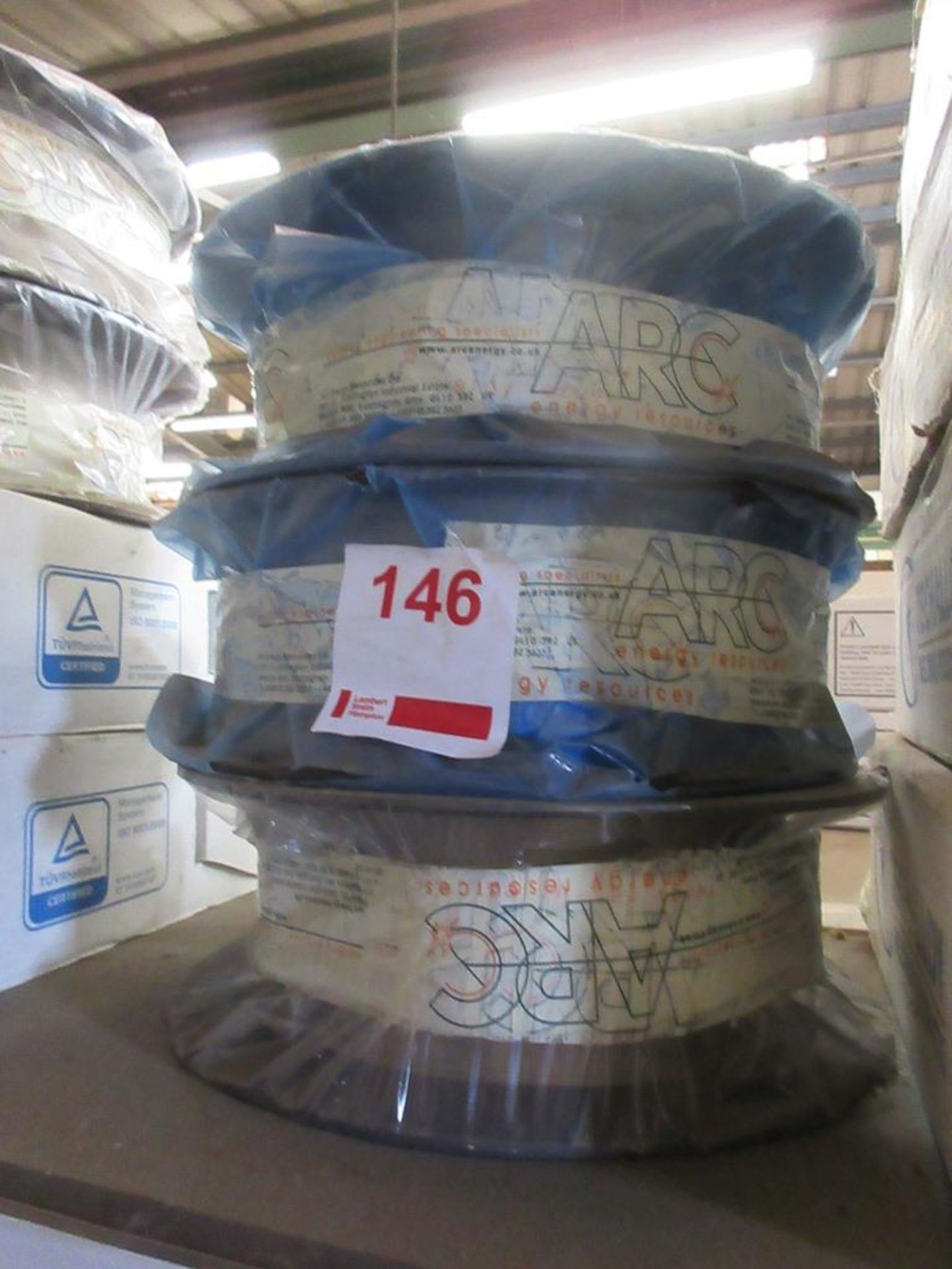 Three reels of Techalloy 825 nickel alloy steel welding wire, product no. ERNIFECRI/1.2